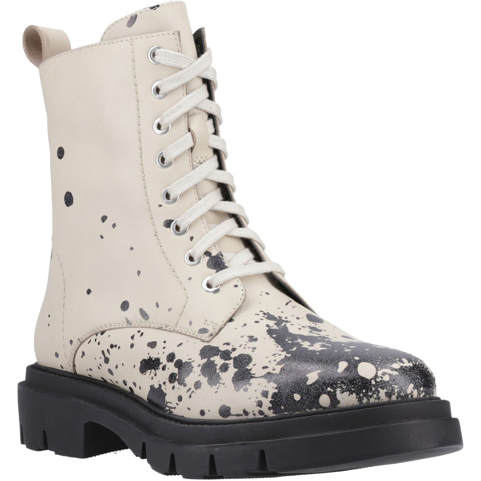 Hush Puppies Rhea Lace Bottes Beige En Cuir Pour Femmes