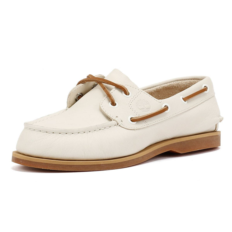 Timberland Classic 2 Eye Chaussures Blanches En Cuir Pour Femmes