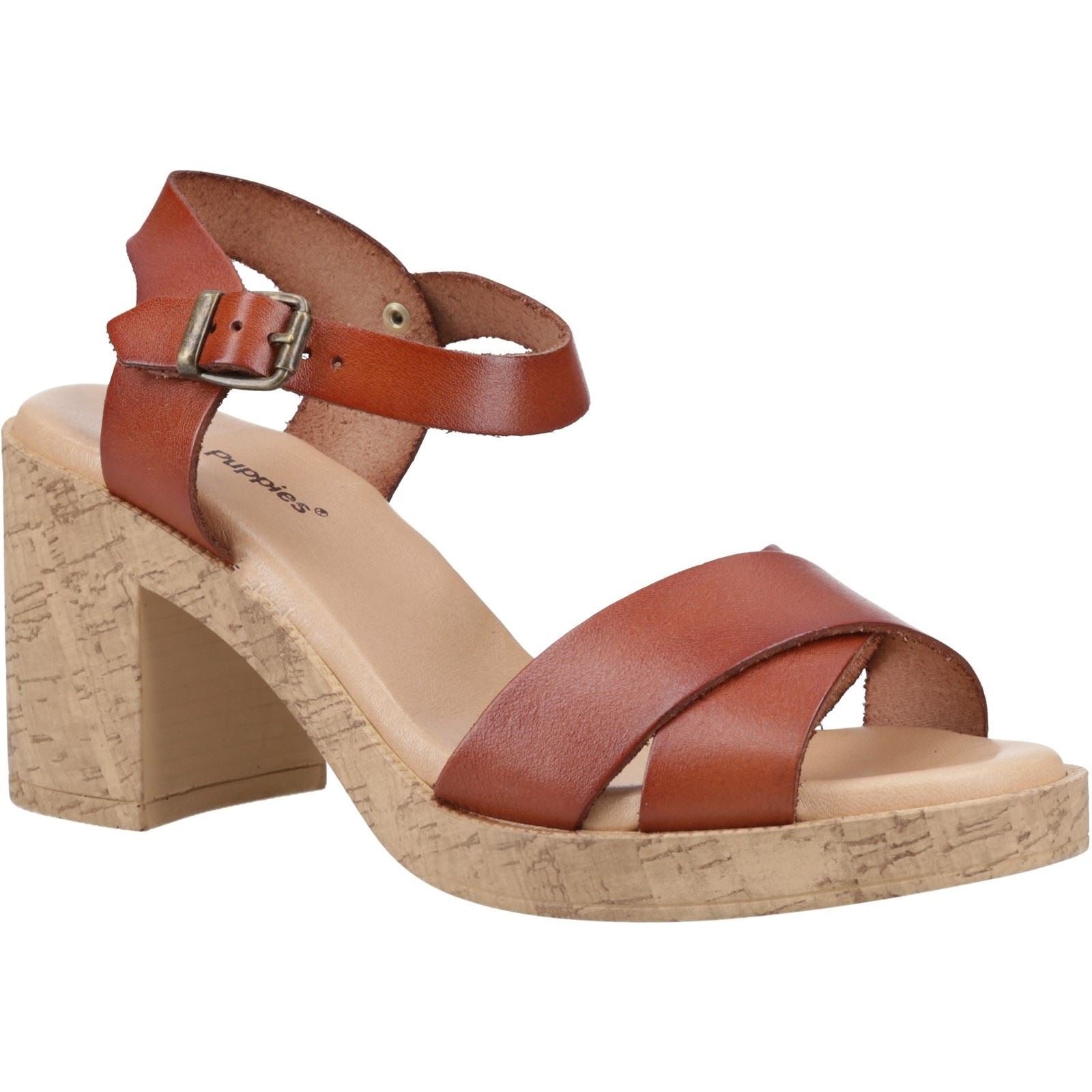 Hush Puppies Georgia Cork Sandales En Cuir Pour Femme Couleur Tan
