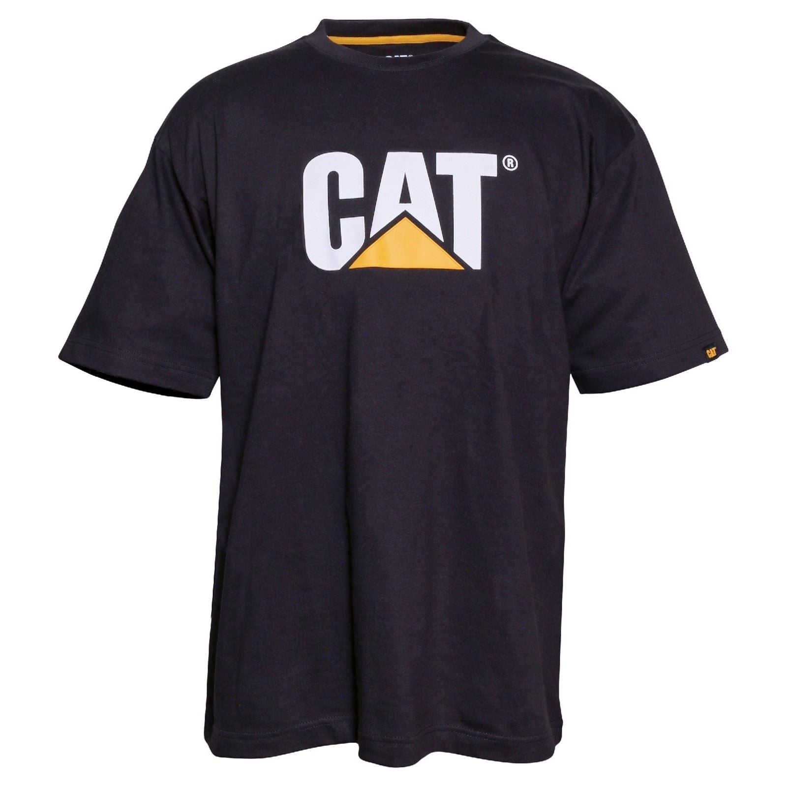 Caterpillar Trademark Logo T-Shirts À Manches Courtes Noirs En Coton Pour Hommes