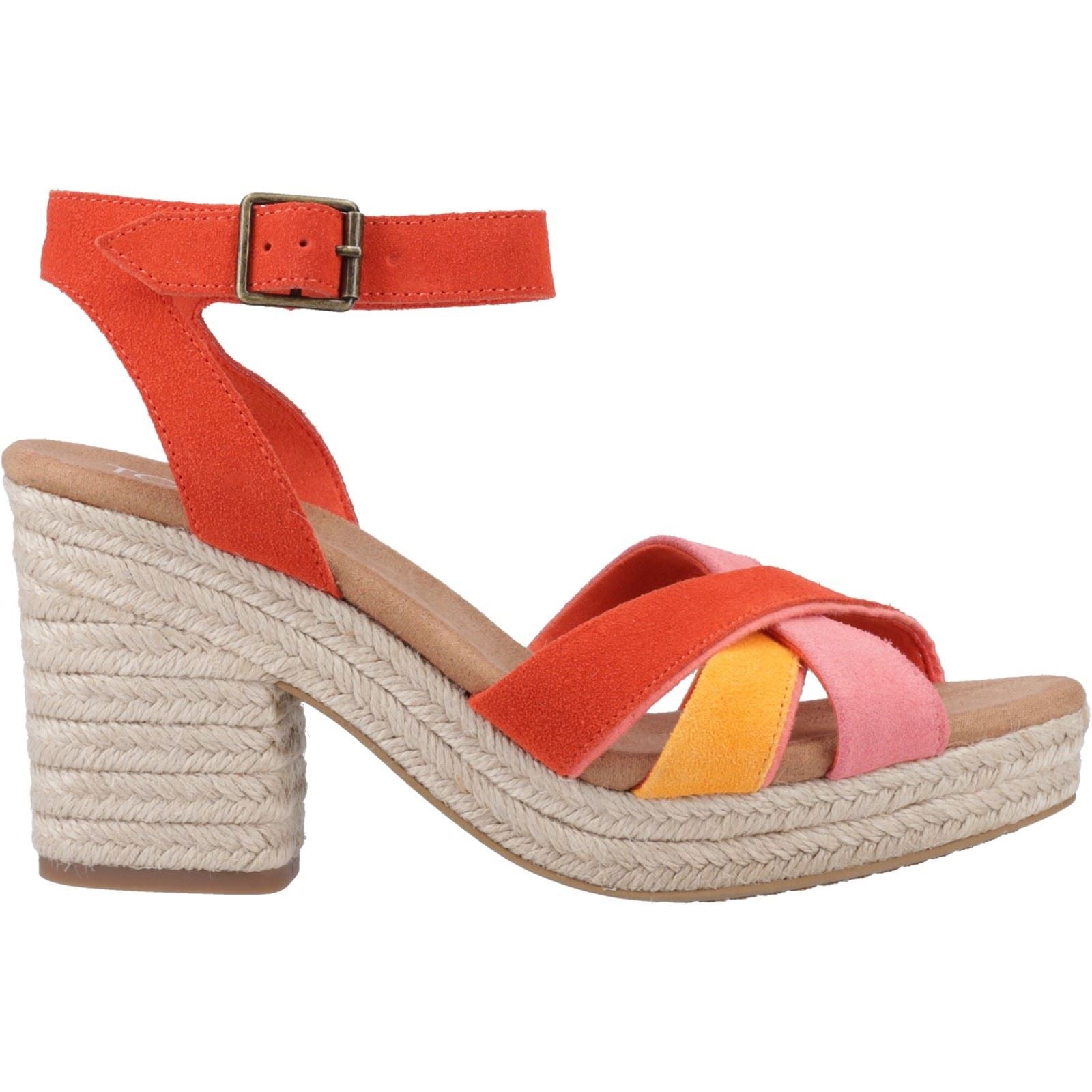 TOMS Majorca Strappy Sandales Pour Femmes En Cuir Avec Motif Flamme