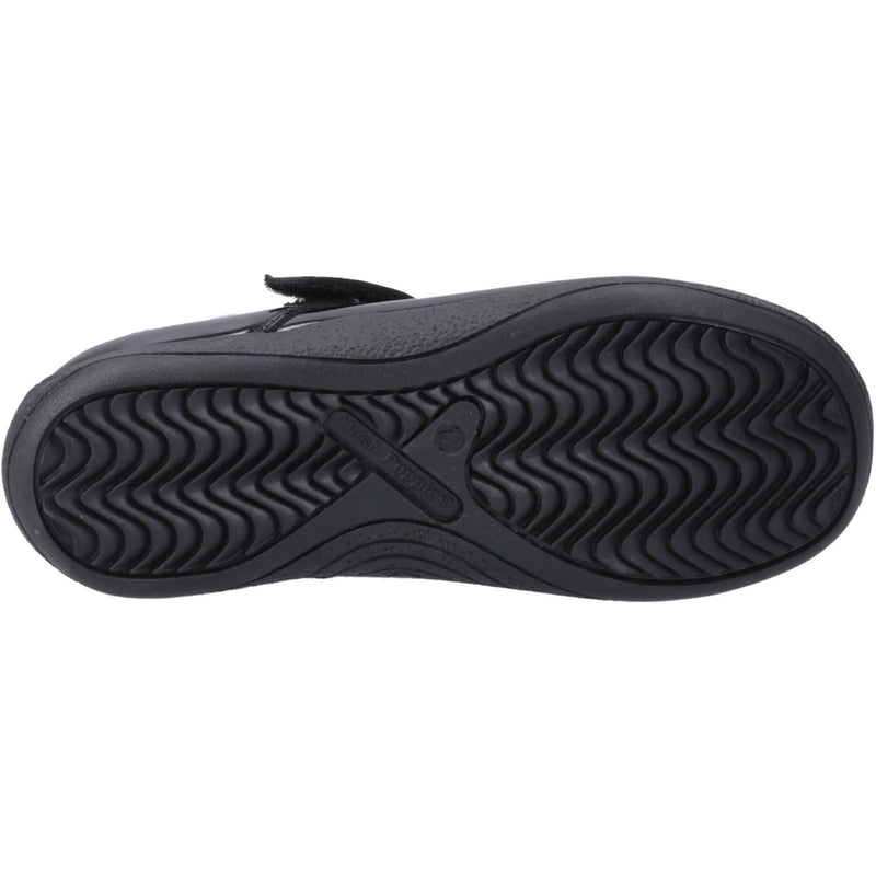 Hush Puppies Caitlin T-Bar Chaussures Noires Pour Filles En Cuir