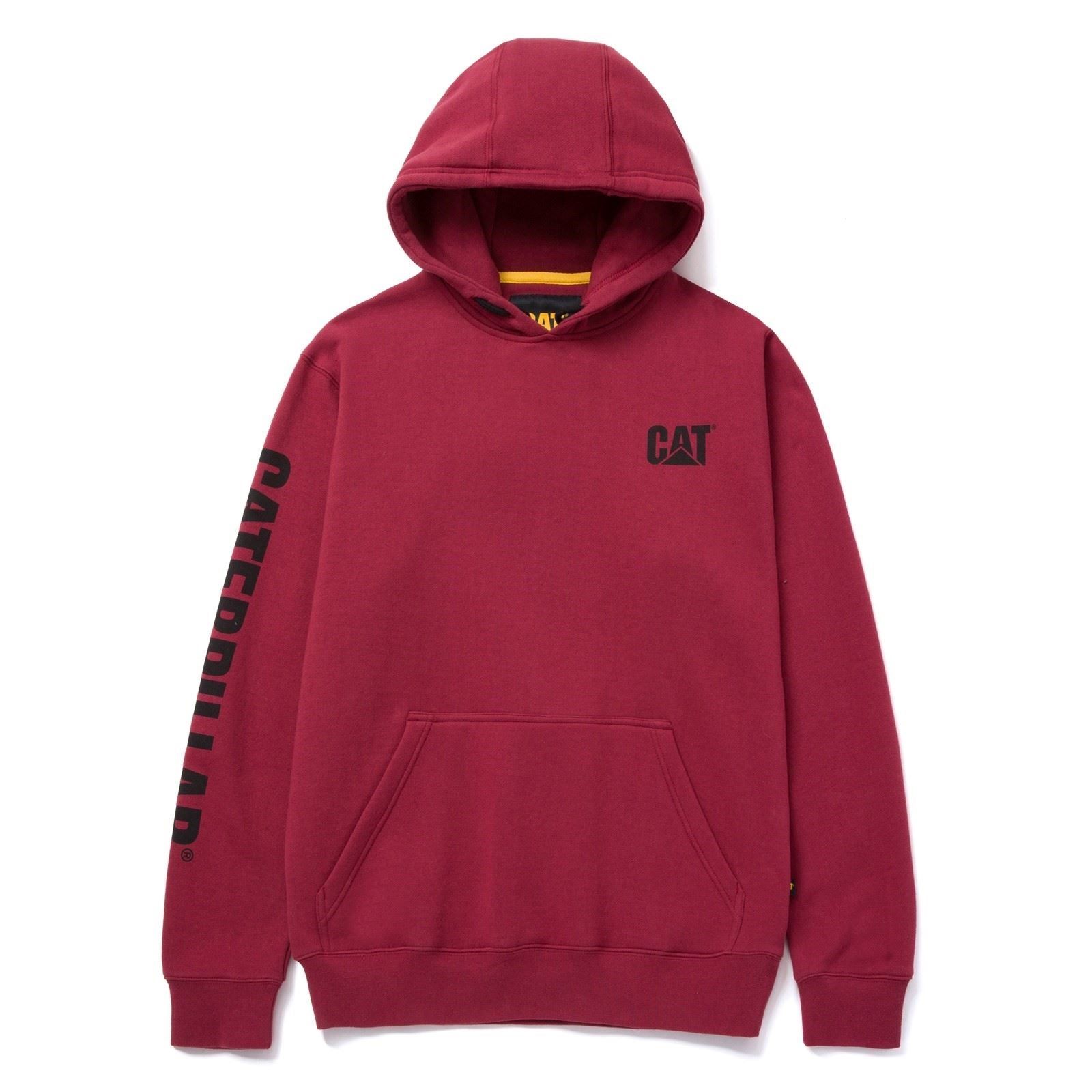 Caterpillar Trademark Banner Sweat À Capuche Rouge En Coton Pour Homme