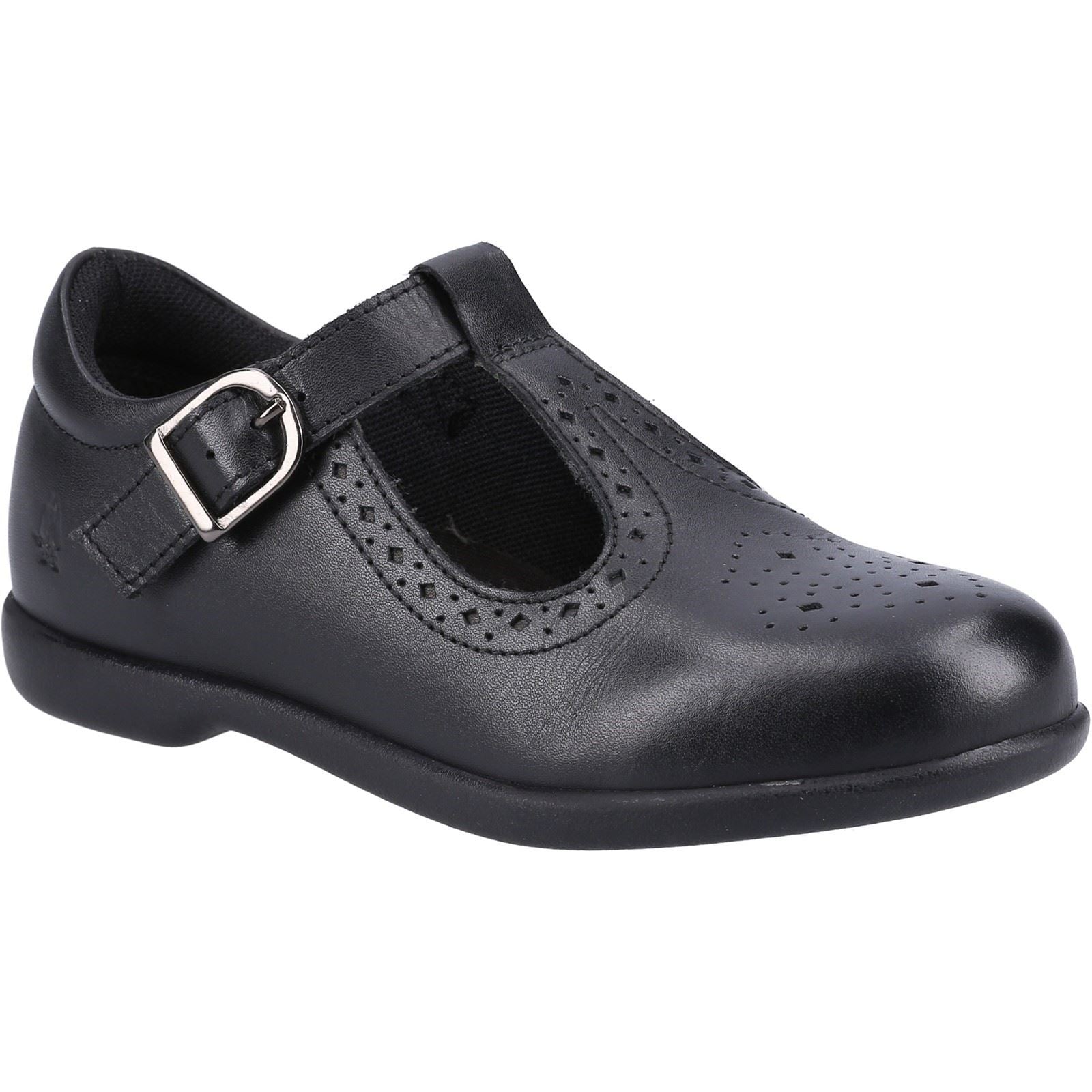 Hush Puppies Britney JNR Chaussures Noires Pour Filles En Cuir