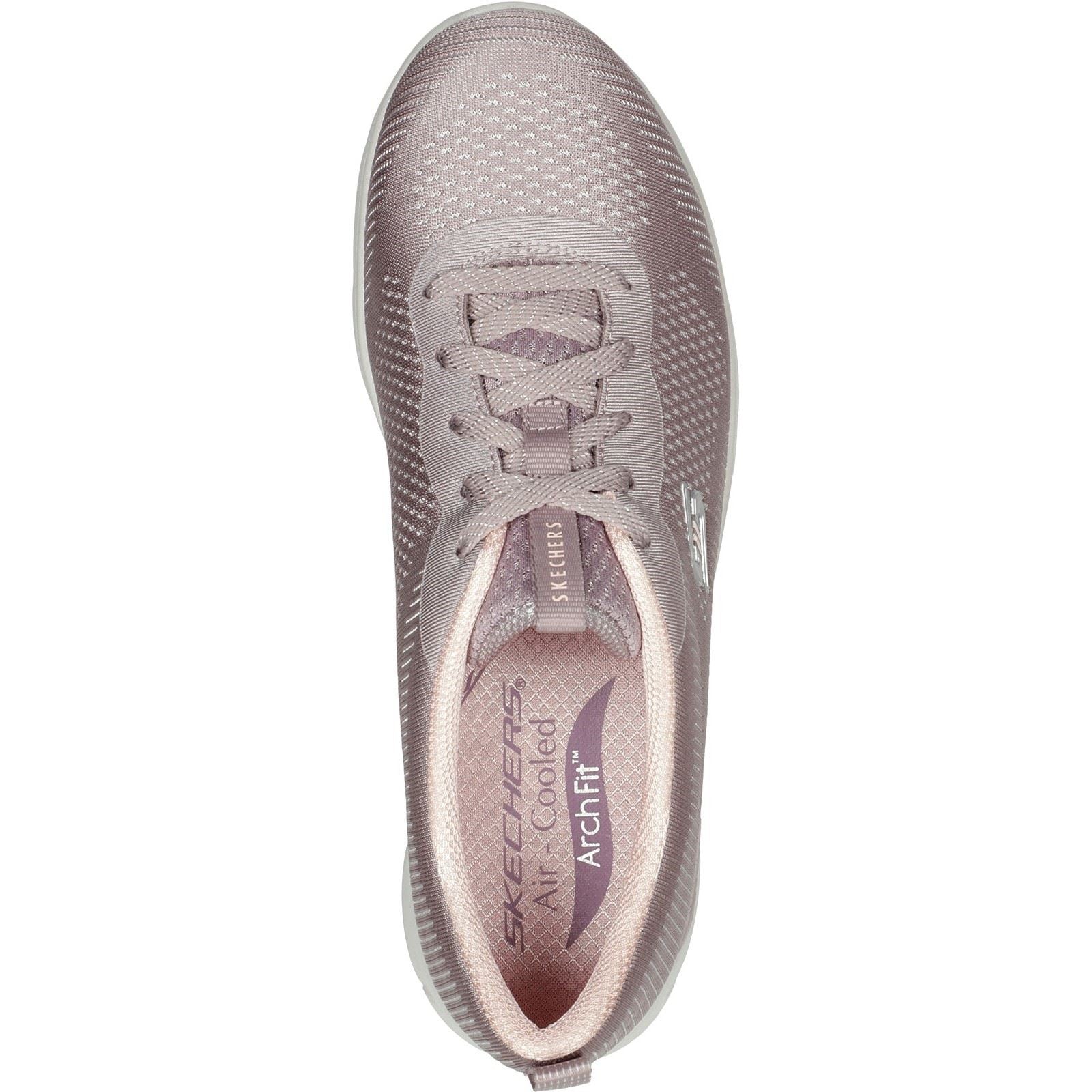 Skechers Arch Fit Refine Classy Doll Baskets Pour Femmes En Toile De Couleur Taupe Foncé