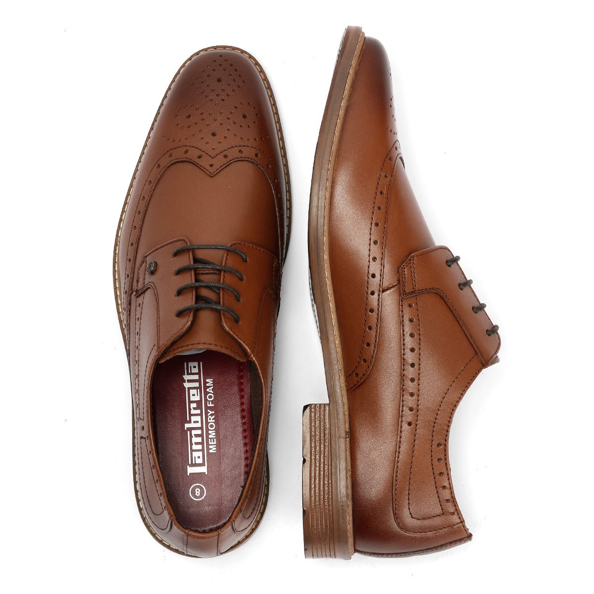 Lambretta Stockton Chaussures En Cuir Pour Hommes Brunes À Lacets