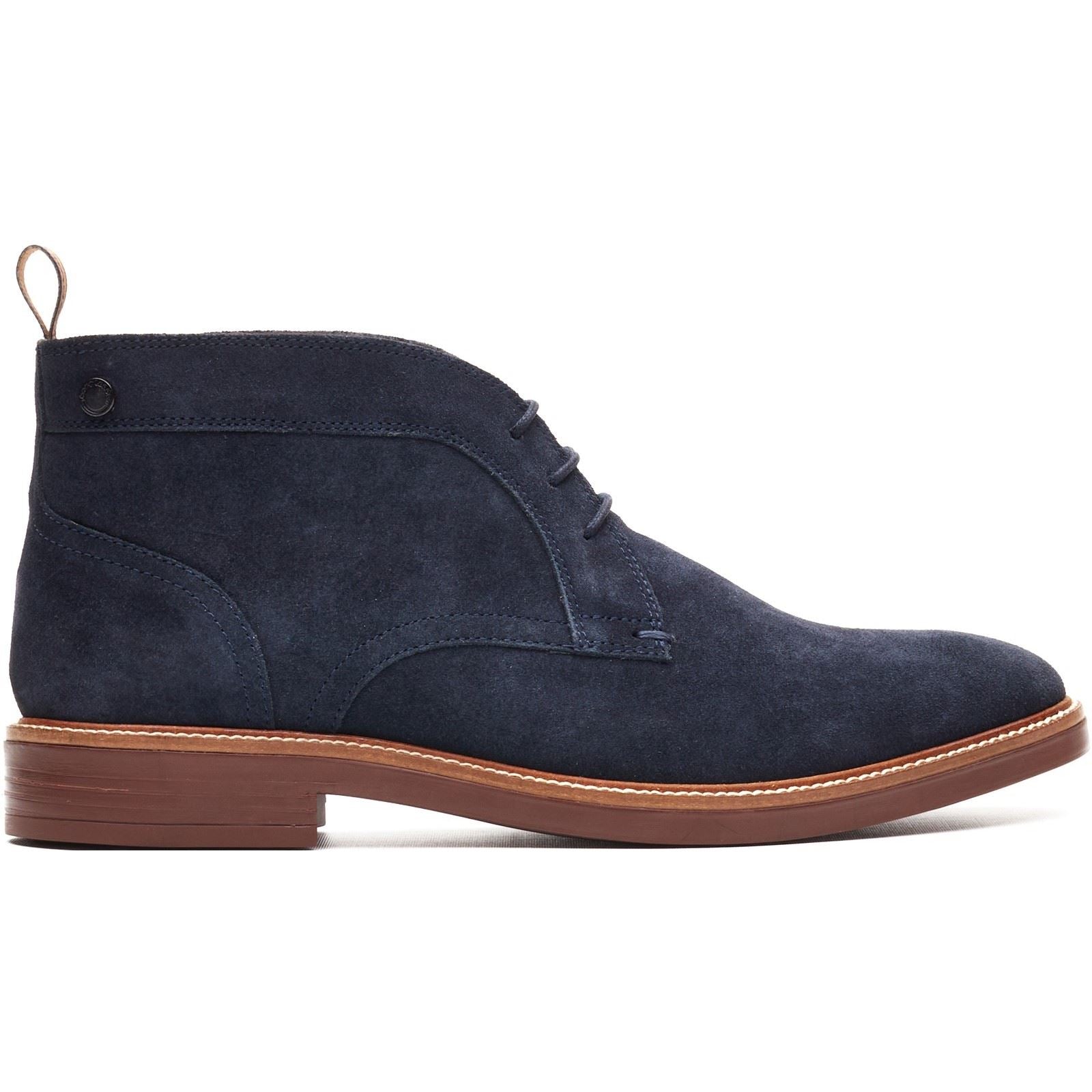 Base London Lincoln Chukka Bottes En Cuir Pour Hommes Bleu Marine