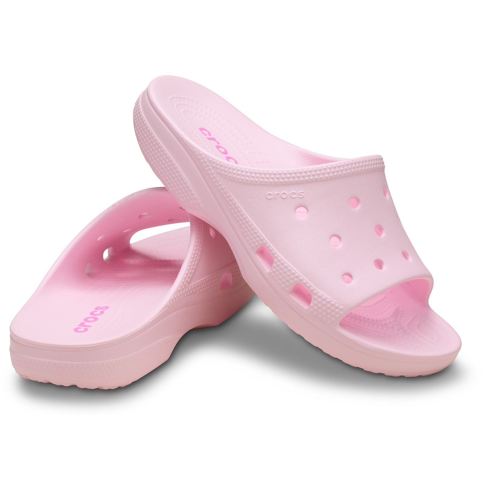 Crocs Classic Slide Claquettes En Lait Rose Pour Femmes En Thermoplastique