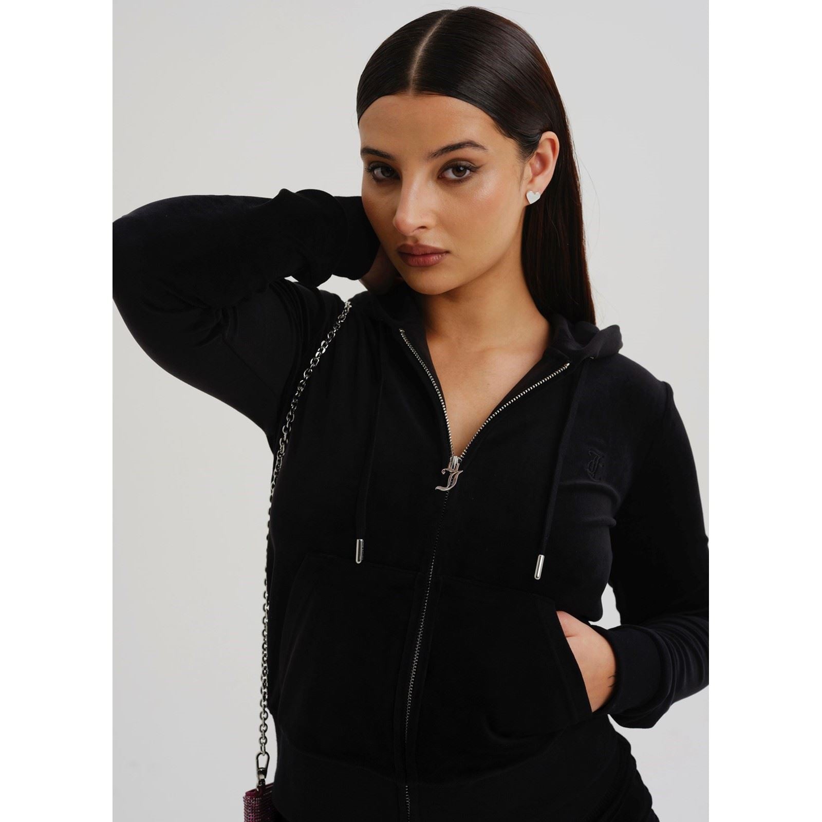 Juicy Couture Robertson Classic Jacket Sweat À Capuche Noir En Polyester Pour Femme
