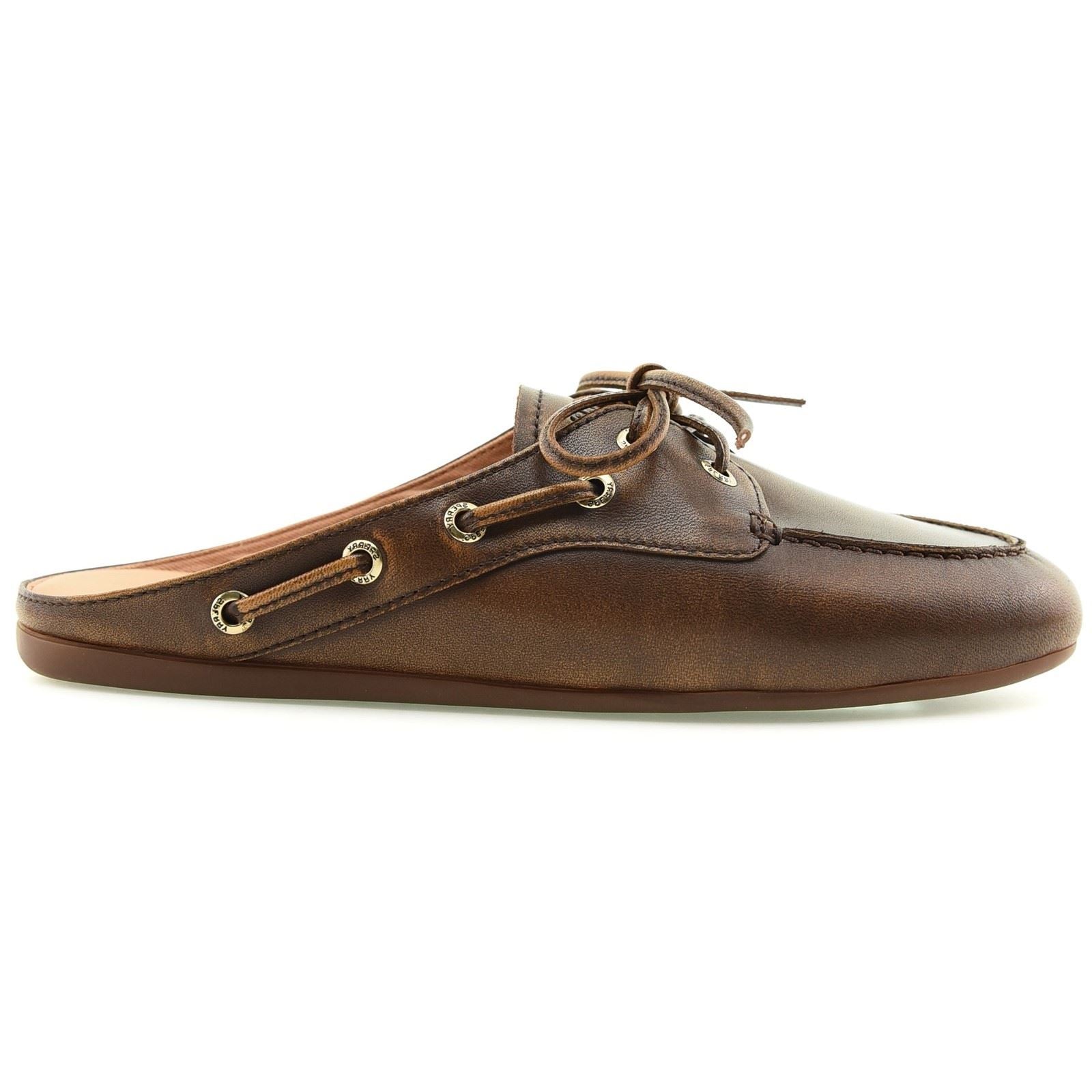 Sperry Slimboat Mules En Cuir Marron Pour Femmes