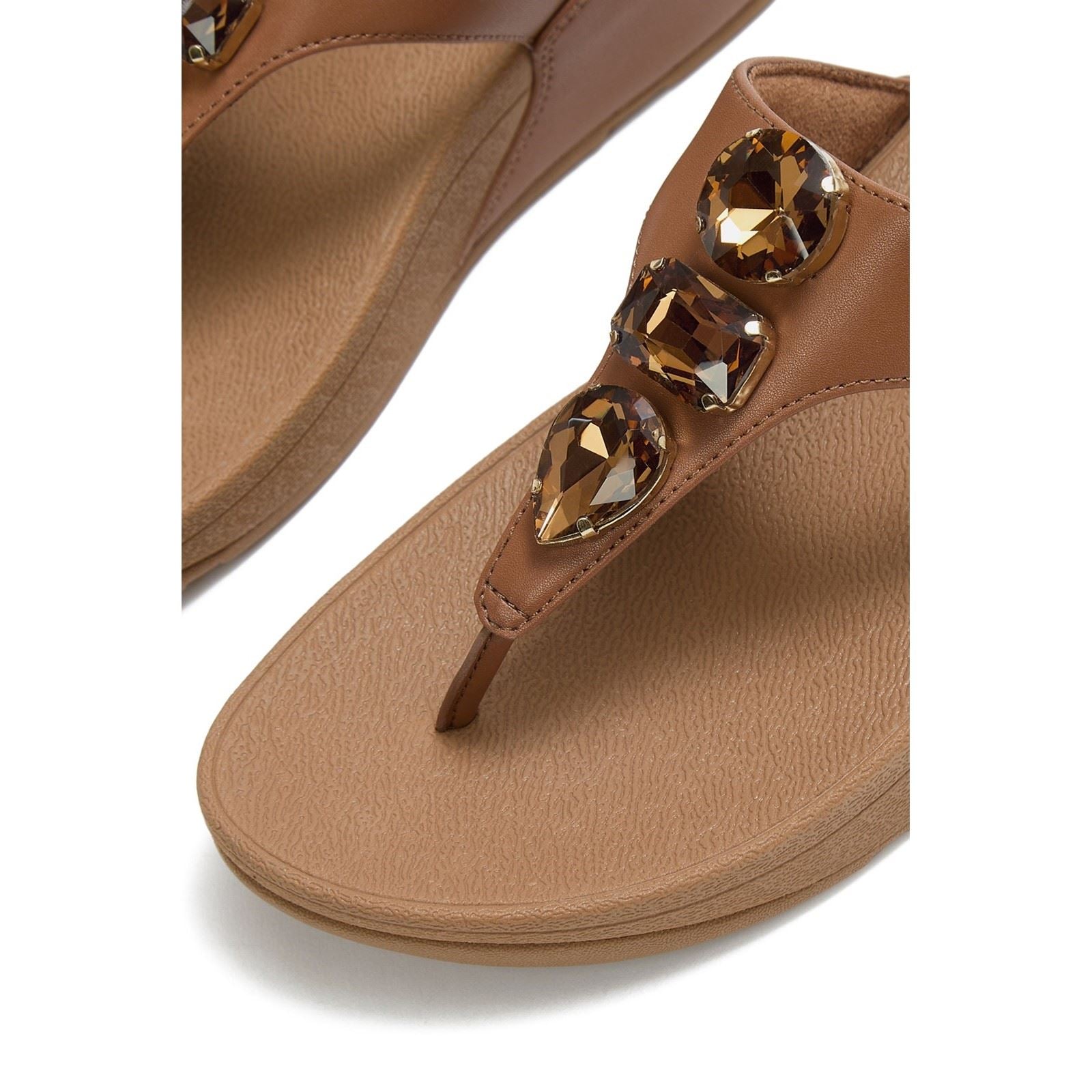 Fitflop Lulu Ultra-Jewel Toe-Post Sandales En Polyuréthane Pour Femmes En Brun Profond