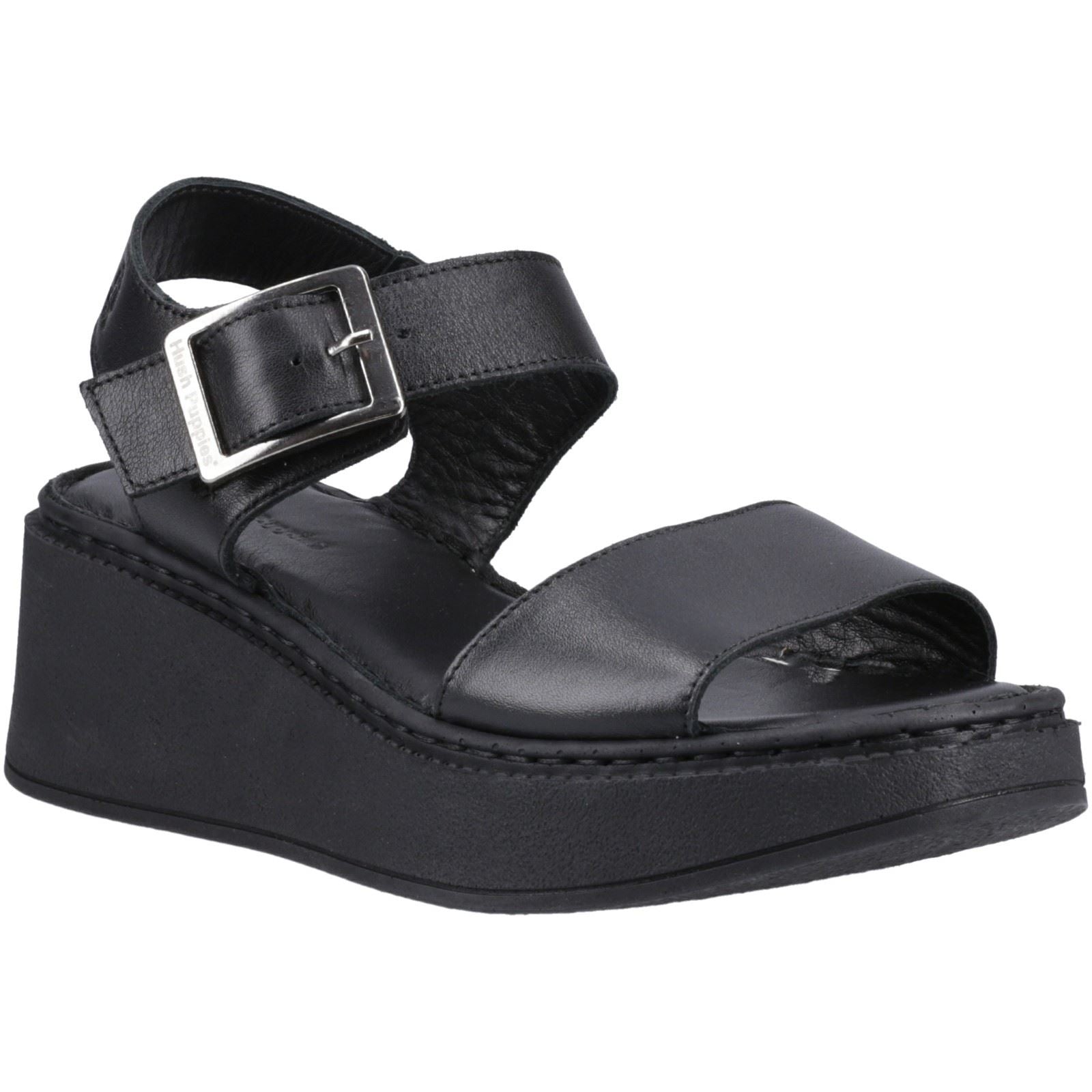 Hush Puppies Beatrix Wedge Escarpins Compensés Noirs Pour Femmes En Cuir