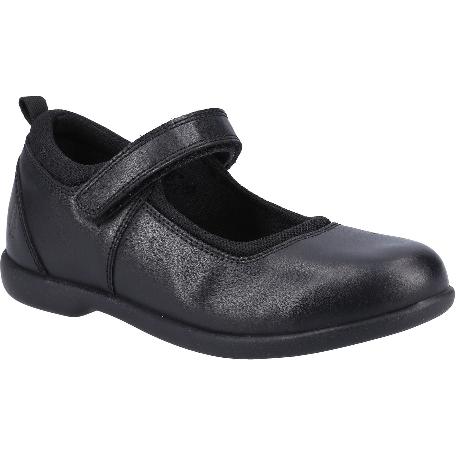 Hush Puppies Bianca JNR Chaussures Noires Pour Filles En Cuir
