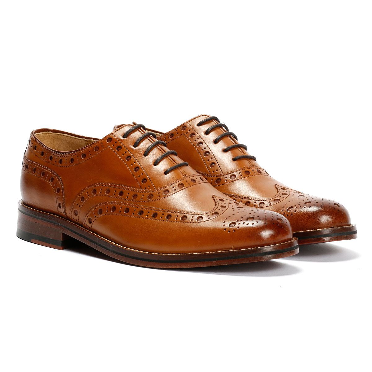 Chapman & Moore Oxford Brogue Chaussures En Cuir Pour Hommes Brunes À Lacets