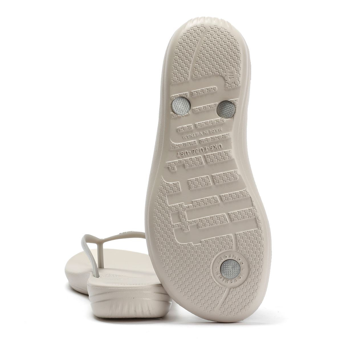 FitFlop Iqushion Ergonomic Tongs En Caoutchouc Pour Femmes Argentées