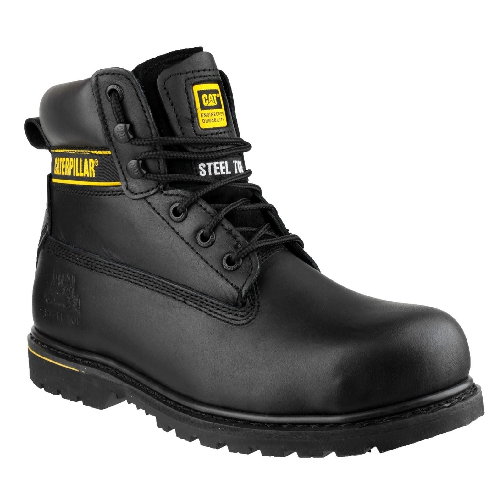Caterpillar  Bottes De Sécurité En Cuir Noir Holton