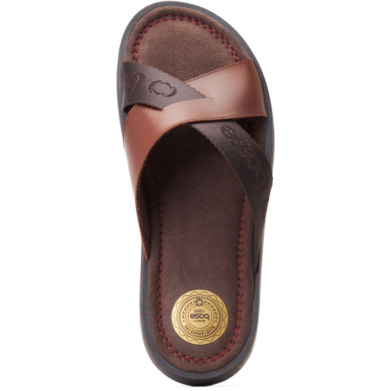 Base London Webb Sandales Homme En Cuir Marron Brûlé