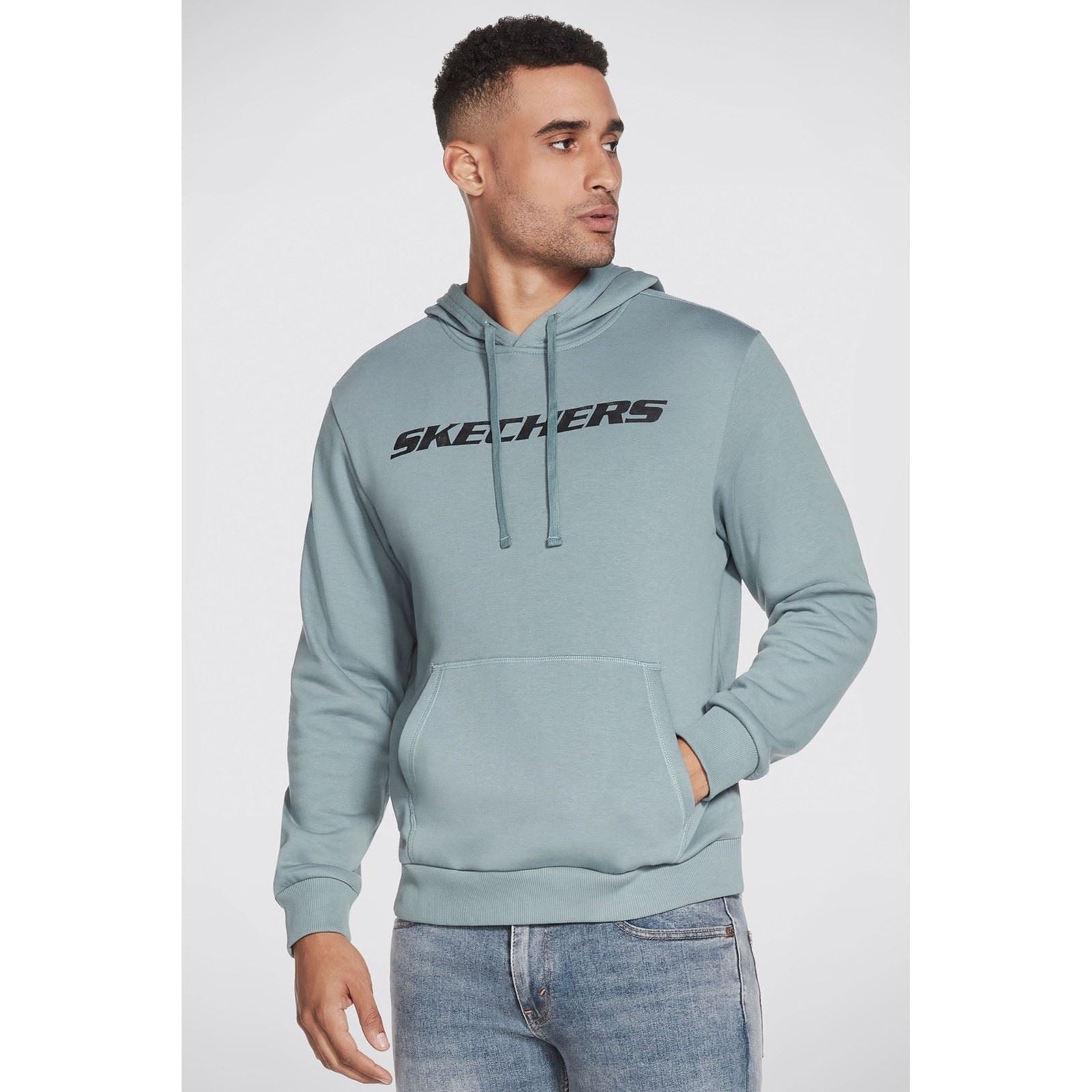 Skechers Performance Heritage Sweat À Capuche Bleu En Coton Pour Homme
