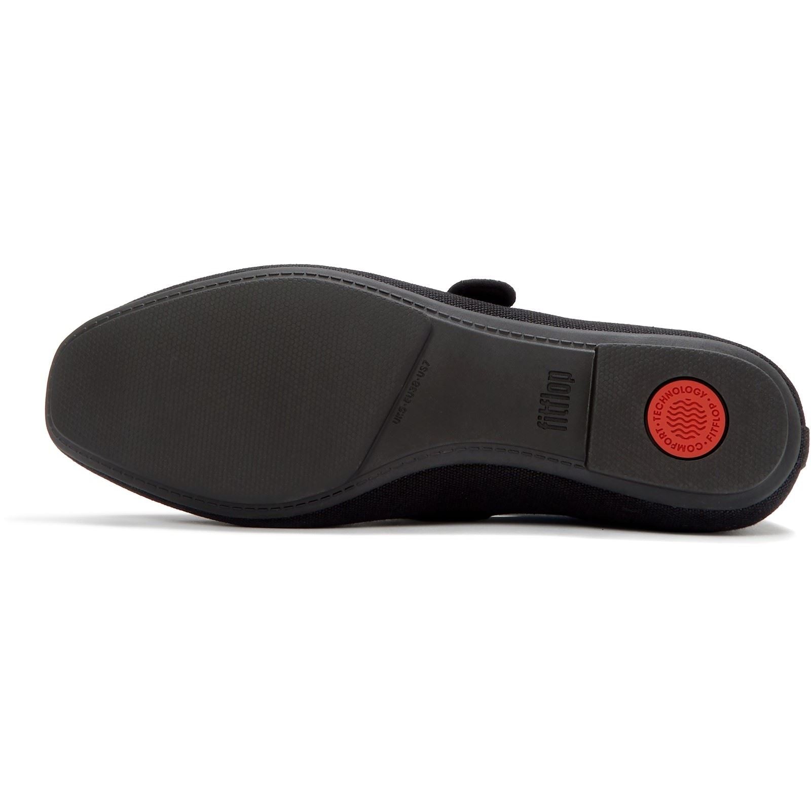 Fitflop Delicato Wave-Edge Chaussures Noires En Polyester Pour Femmes