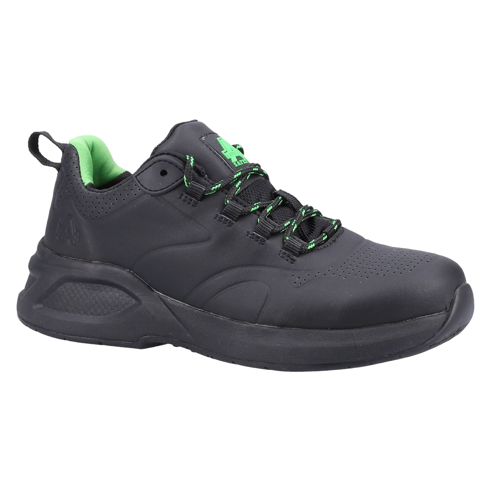 Amblers Safety  Six Cent Douze Baskets De Sécurité En Cuir Noires Pour Femmes.
