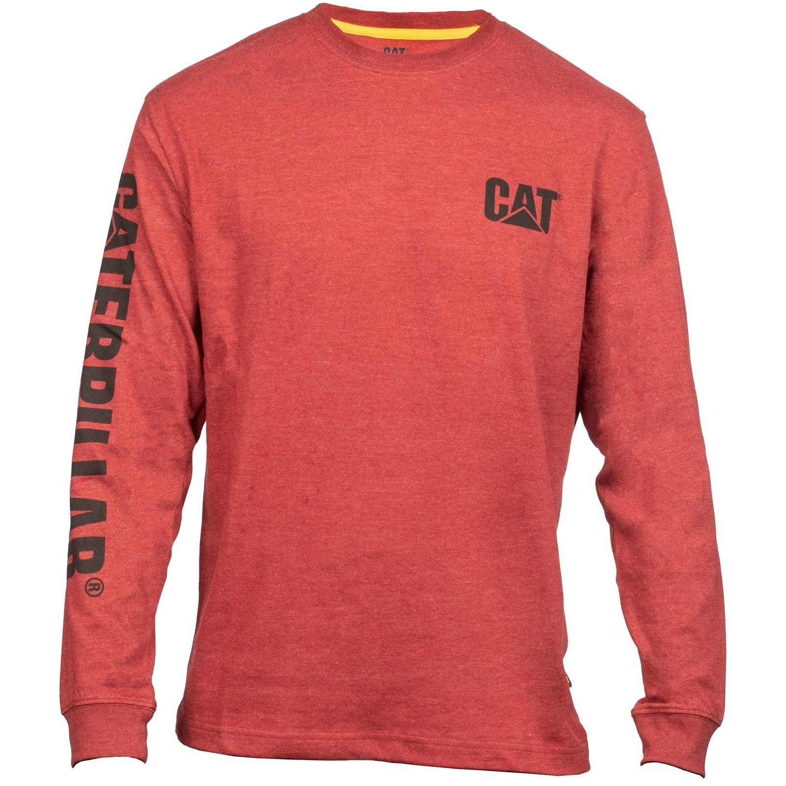 Caterpillar Trademark Banner Long Sleeve T-Shirt Rouge En Coton Pour Homme