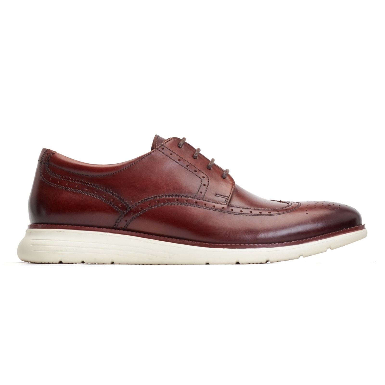 Base London Flight Chaussures Brogues Marron Brûlé En Cuir Pour Homme