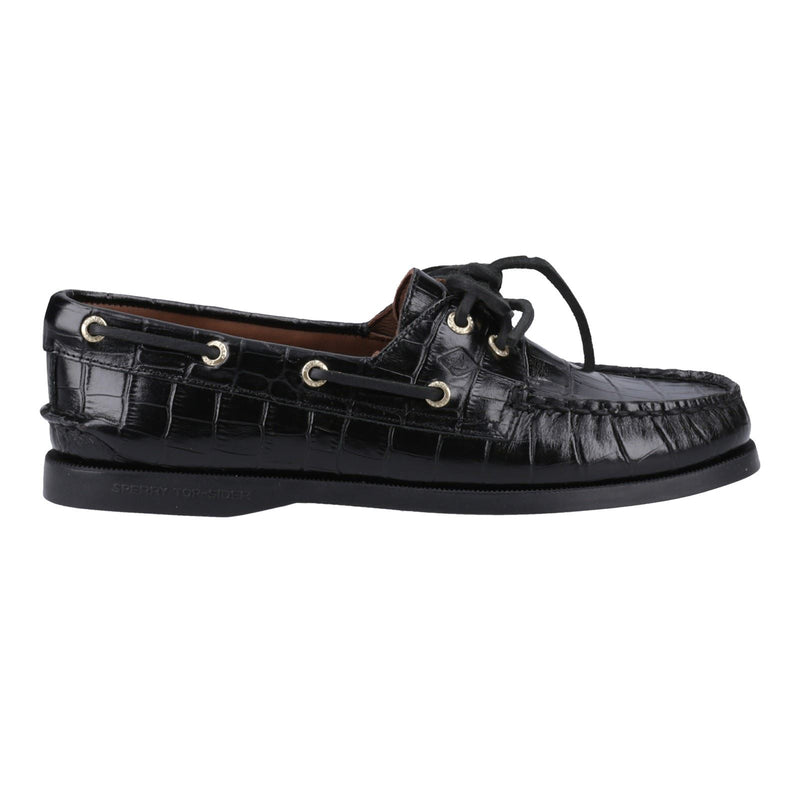 Sperry Authentic 2 Eye Chaussures Bateau Noires En Cuir Pour Femme