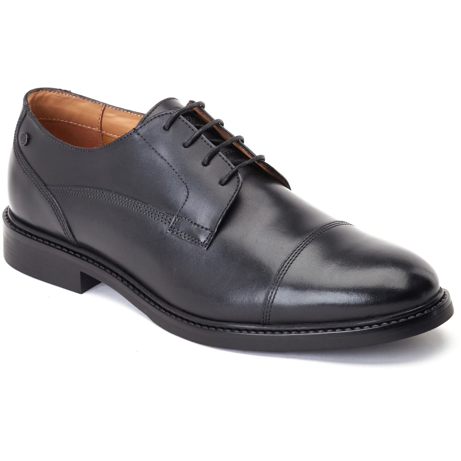 Base London Magnus Chaussures Oxford Noires En Cuir Pour Hommes