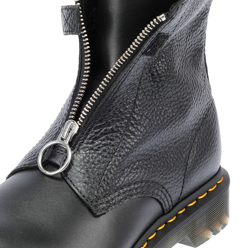 Dr. Martens 1460 Pascal Front Zip Bottes Noires En Cuir Pour Femmes