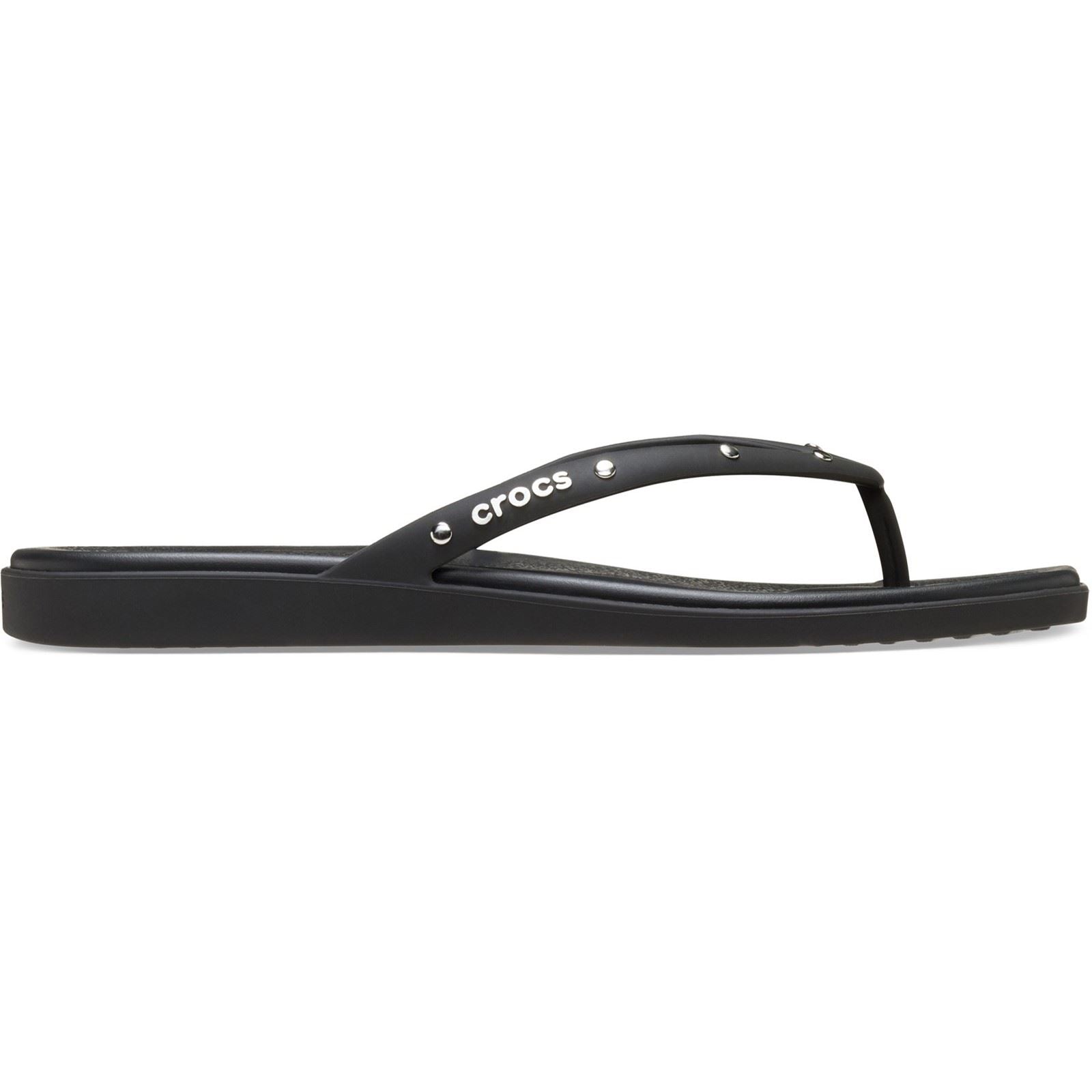 Crocs Miami Studded Flip Tongs Noires En Thermoplastique Pour Femmes