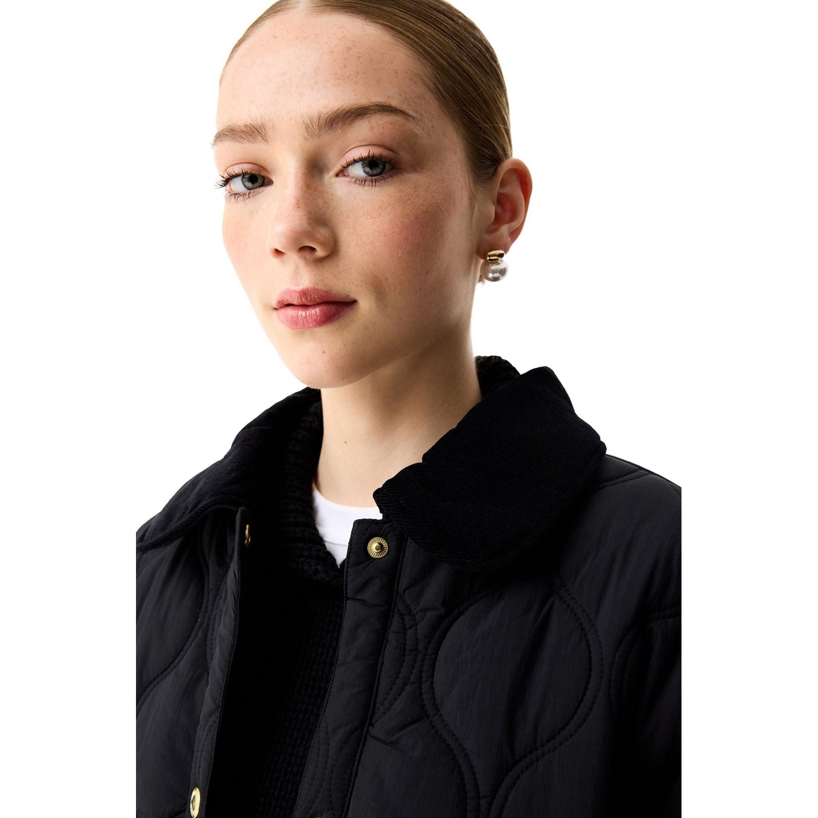 Hunter Witton Quilted Shacket Veste Matelassée Noire Pour Femmes