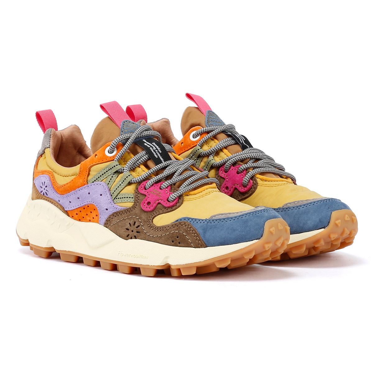 Flower Mountain Yamano 3 Baskets En Daim Bleu Clair/Jaune/Marron