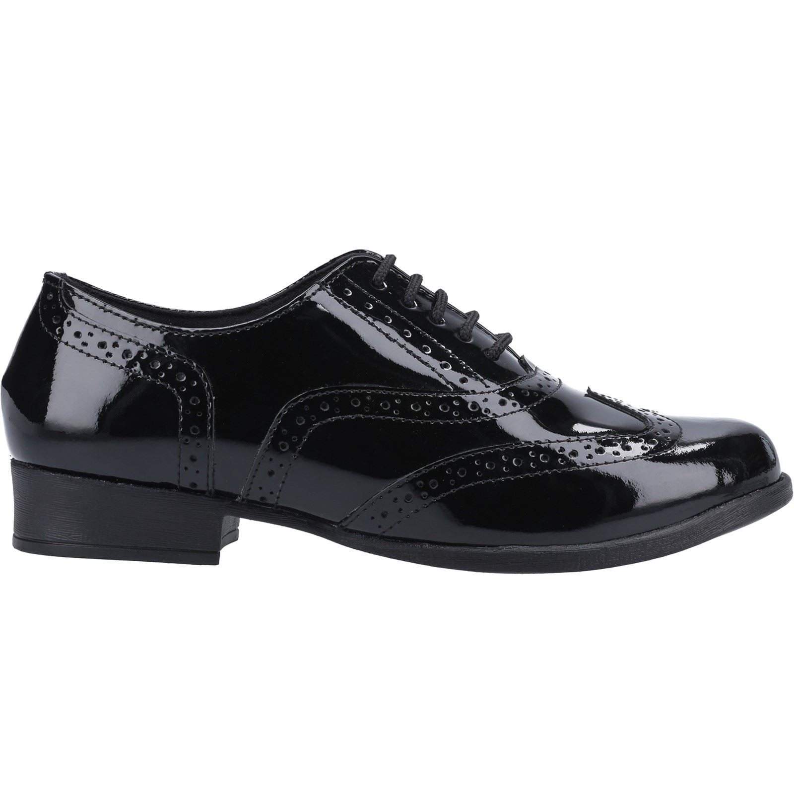 Hush Puppies Kada Junior Patent Chaussures Noires Vernies Pour Filles En Cuir