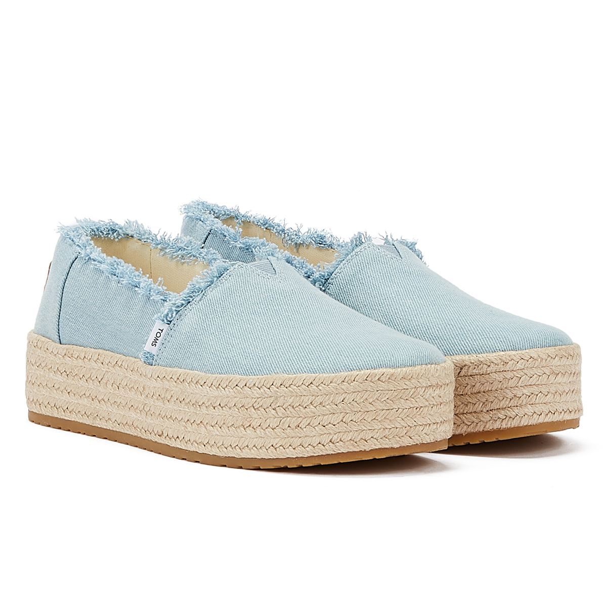 TOMS Washed Denim Valencia Pastel Blue Espadrilles Femmes Blue Sandal