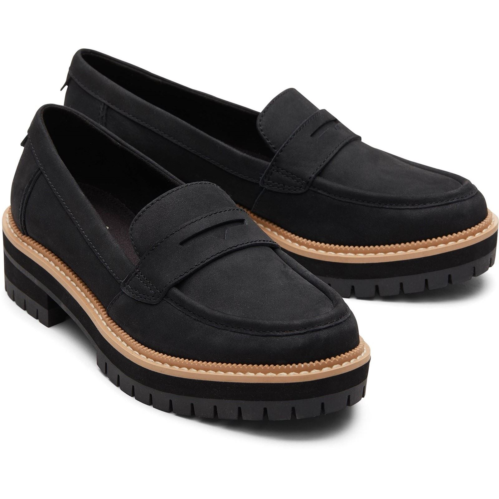 TOMS Cara Mocassins En Cuir Noirs Pour Femmes