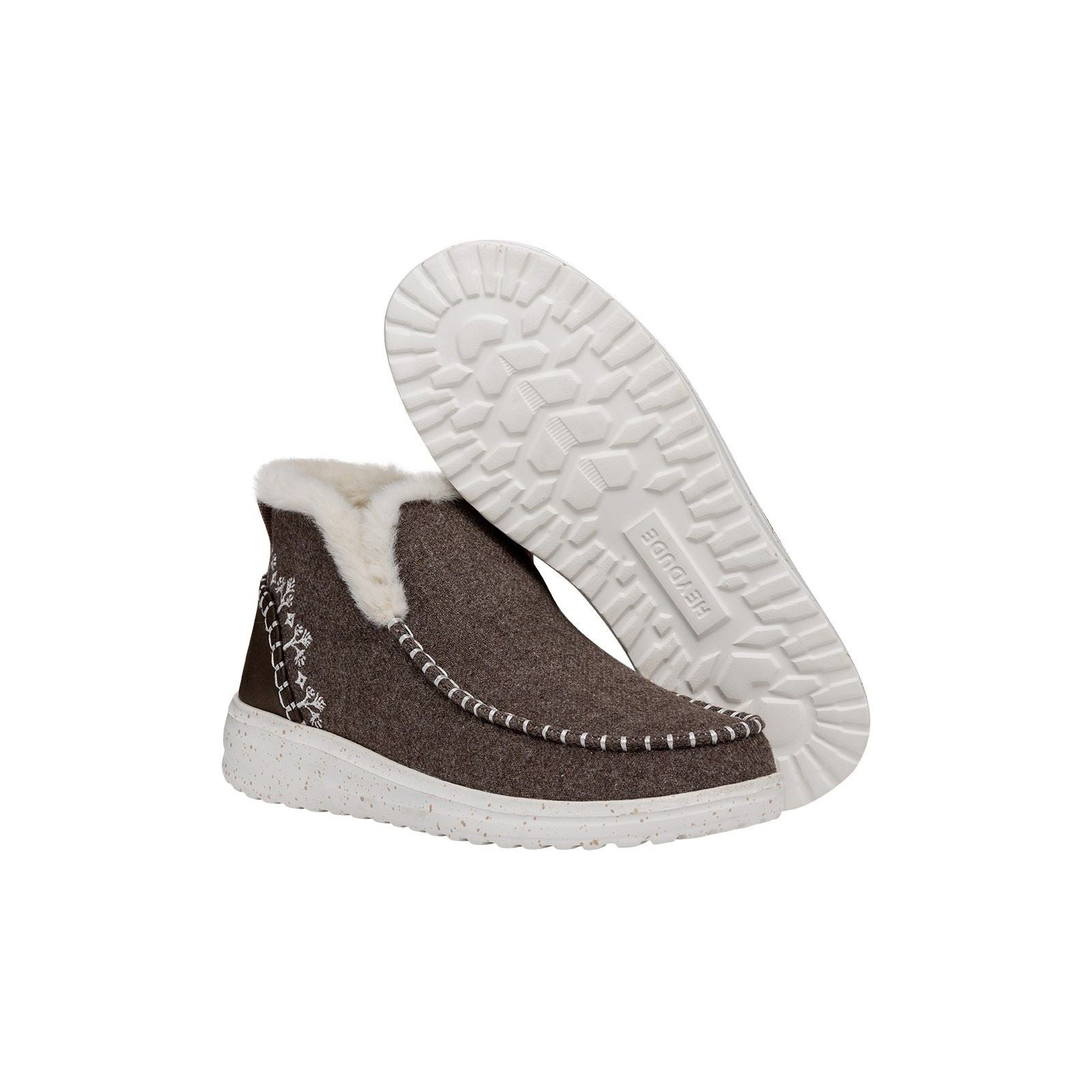 HEYDUDE Denny Wool Faux Shearling Bottes Pour Femmes En Noyer