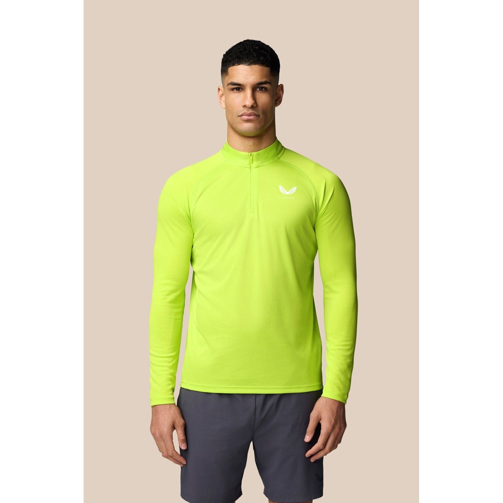 Castore Adapt 1/4 Zip Top T-Shirts De Sport Actifs Pour Hommes En Polyester Vert
