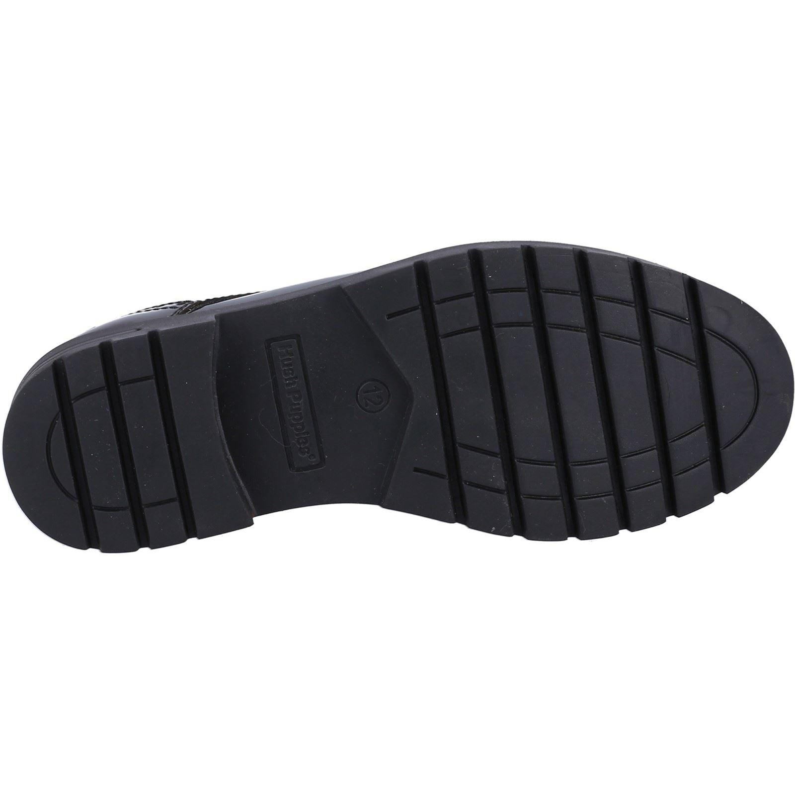 Hush Puppies Jayne Patent SNR Chaussures À Lacets Noires En Cuir Pour Filles