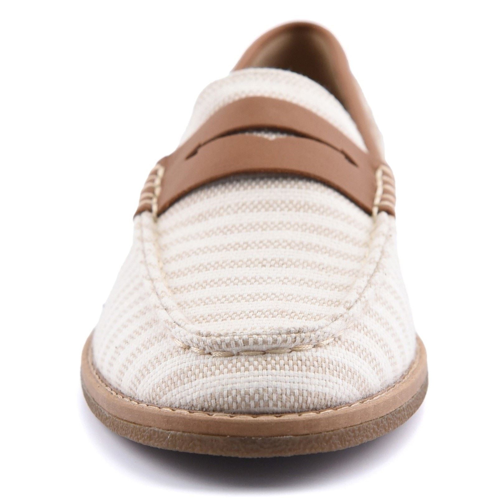 Sperry Port Driving Mocassins Femmes Blancs/Marron En Textile