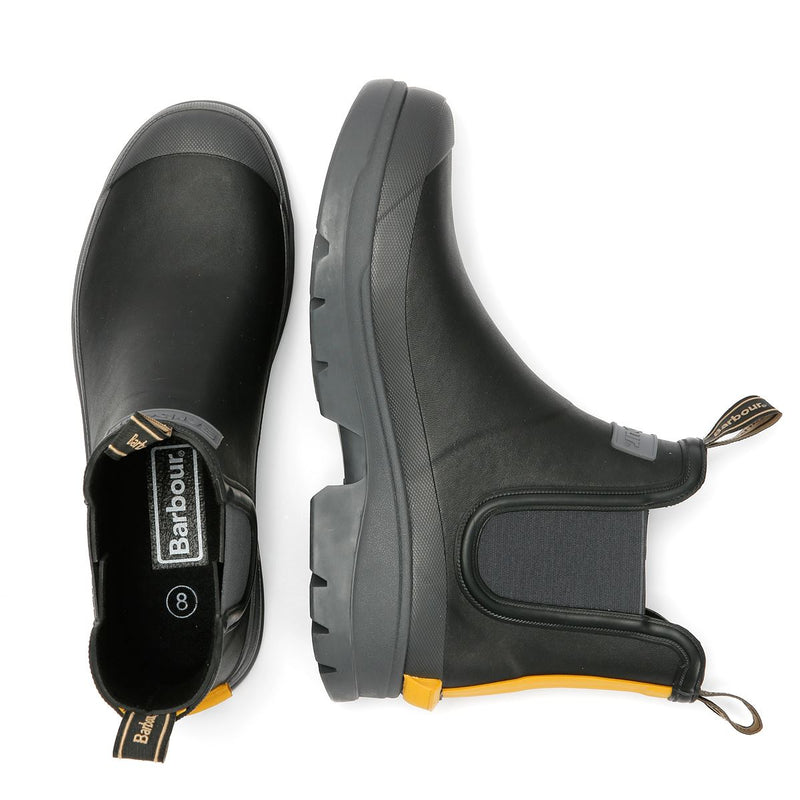 Barbour Nimbus Chelsea Welly Bottes De Pluie Noires En Caoutchouc Pour Hommes