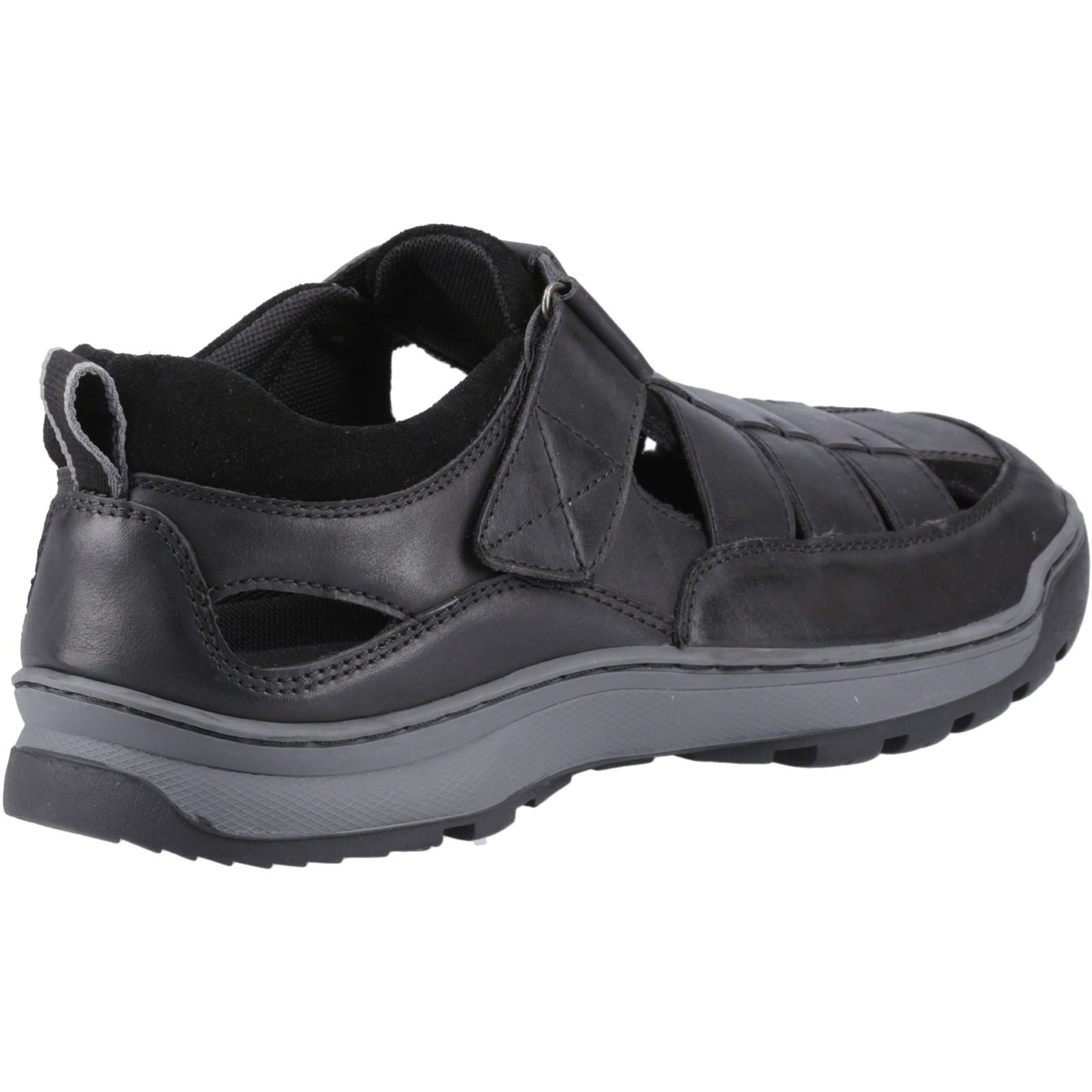 Hush Puppies Rucker Sandales Noires Pour Hommes En Cuir