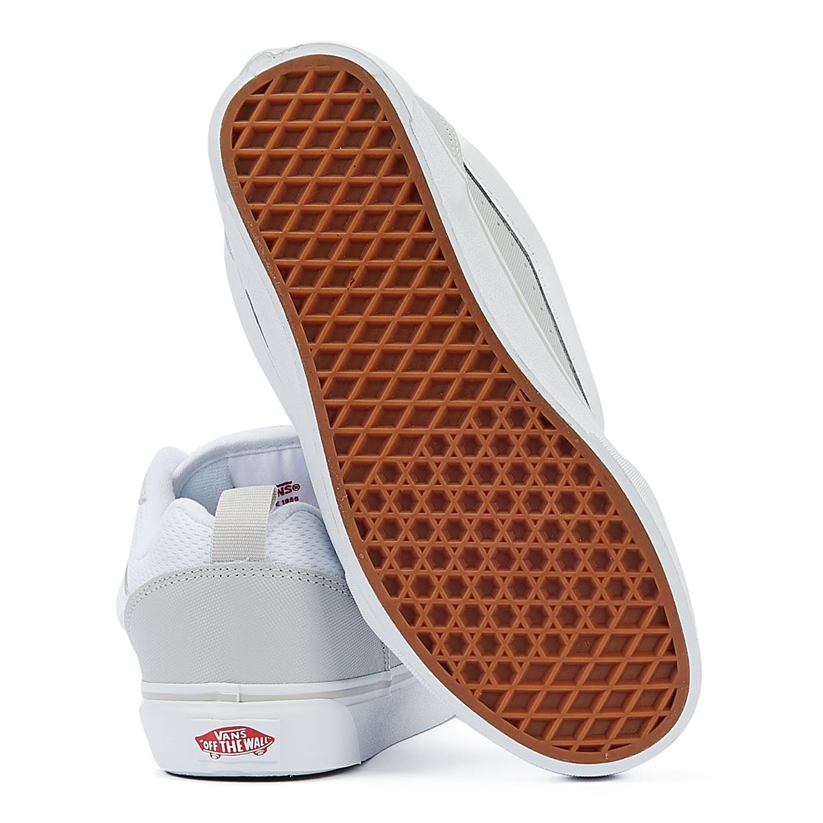 Vans Knu Skool Baskets De Skate Rétro En Cuir Blanc/Rouge