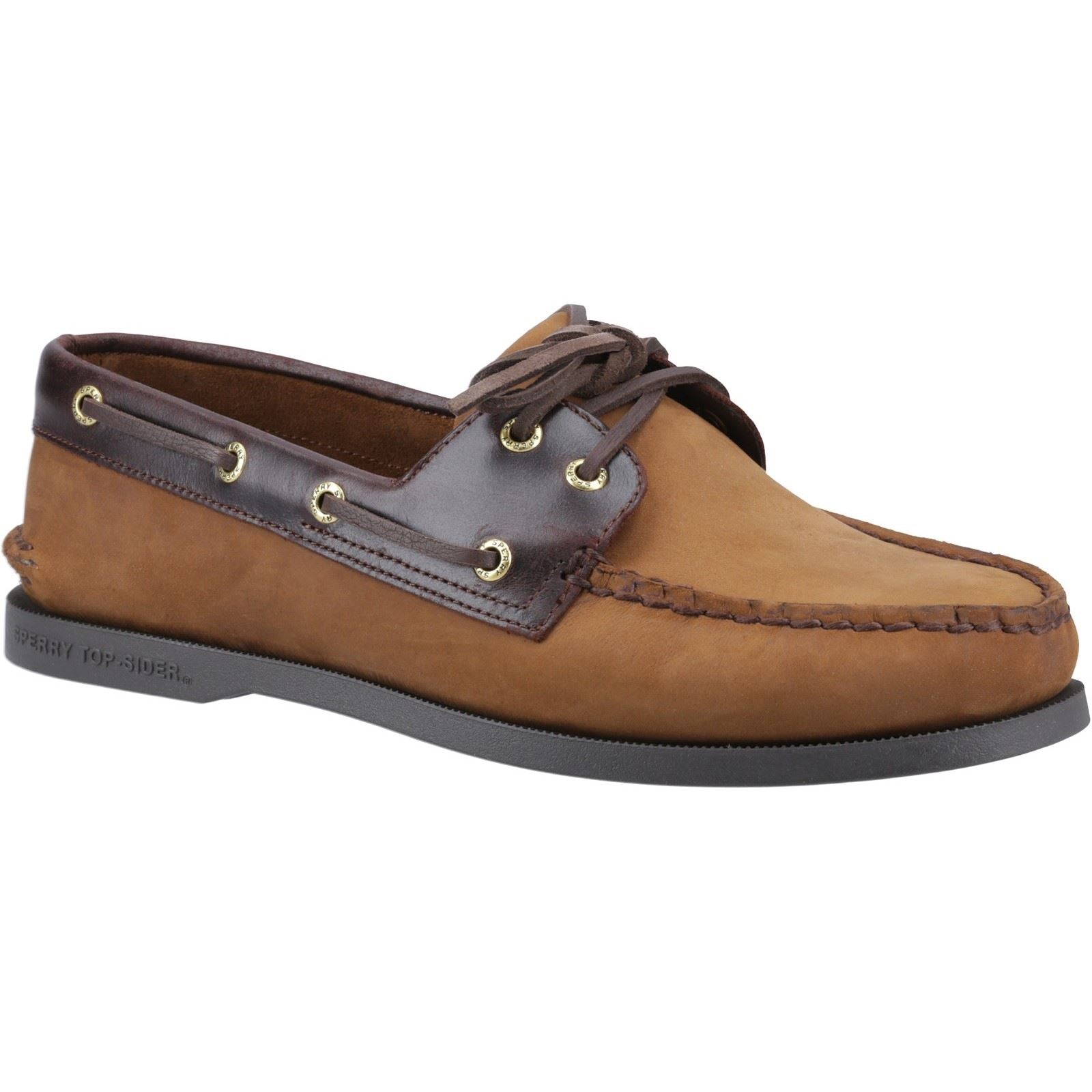 Sperry Authentic 2 Eye Chaussures Bateau Pour Hommes En Cuir Marron Assorti