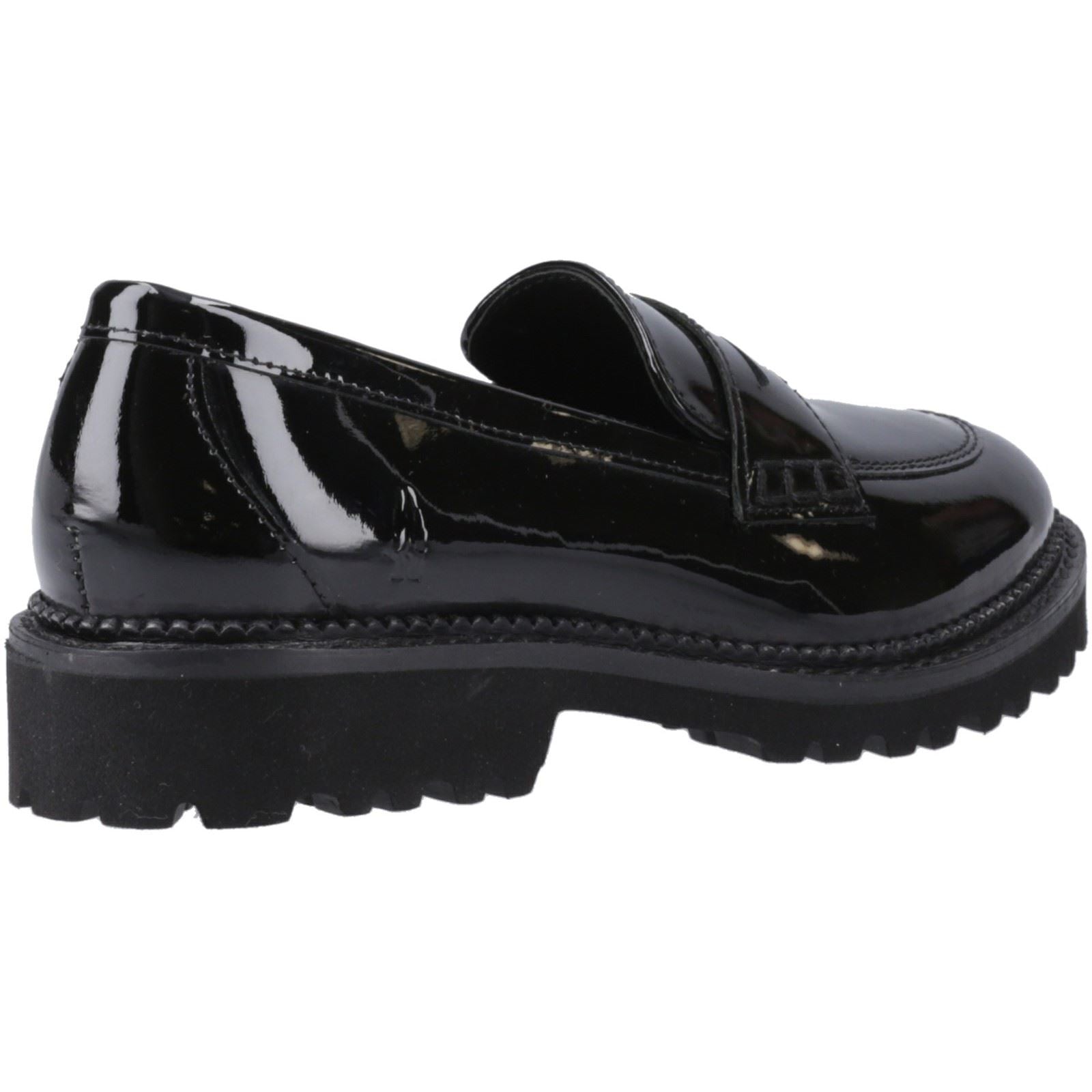 Hush Puppies Grazia Chaussures Plates Noires Pour Filles En Cuir