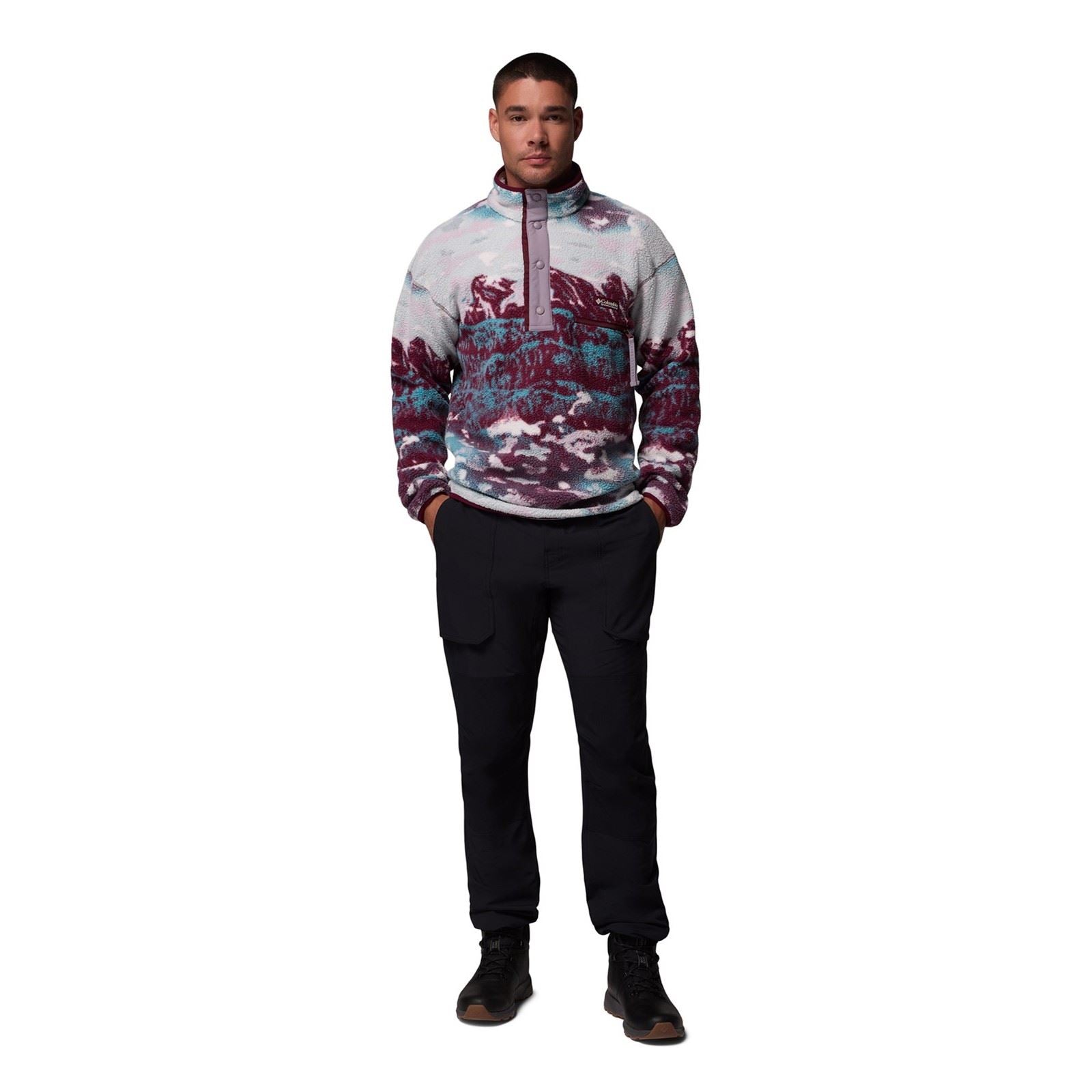 Columbia Helvetia II Printed Half Snap Fleece Pulls À Col Zippé Rouges Pour Hommes