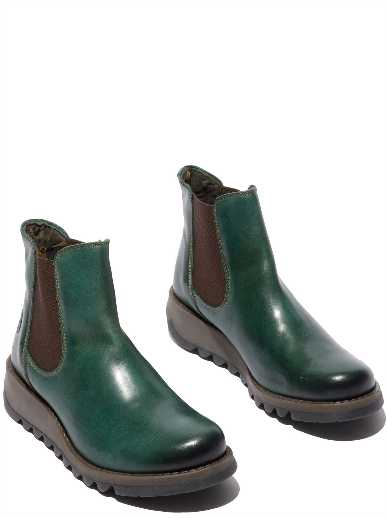 Fly London Salv Bottes En Cuir Vertes Pour Femmes