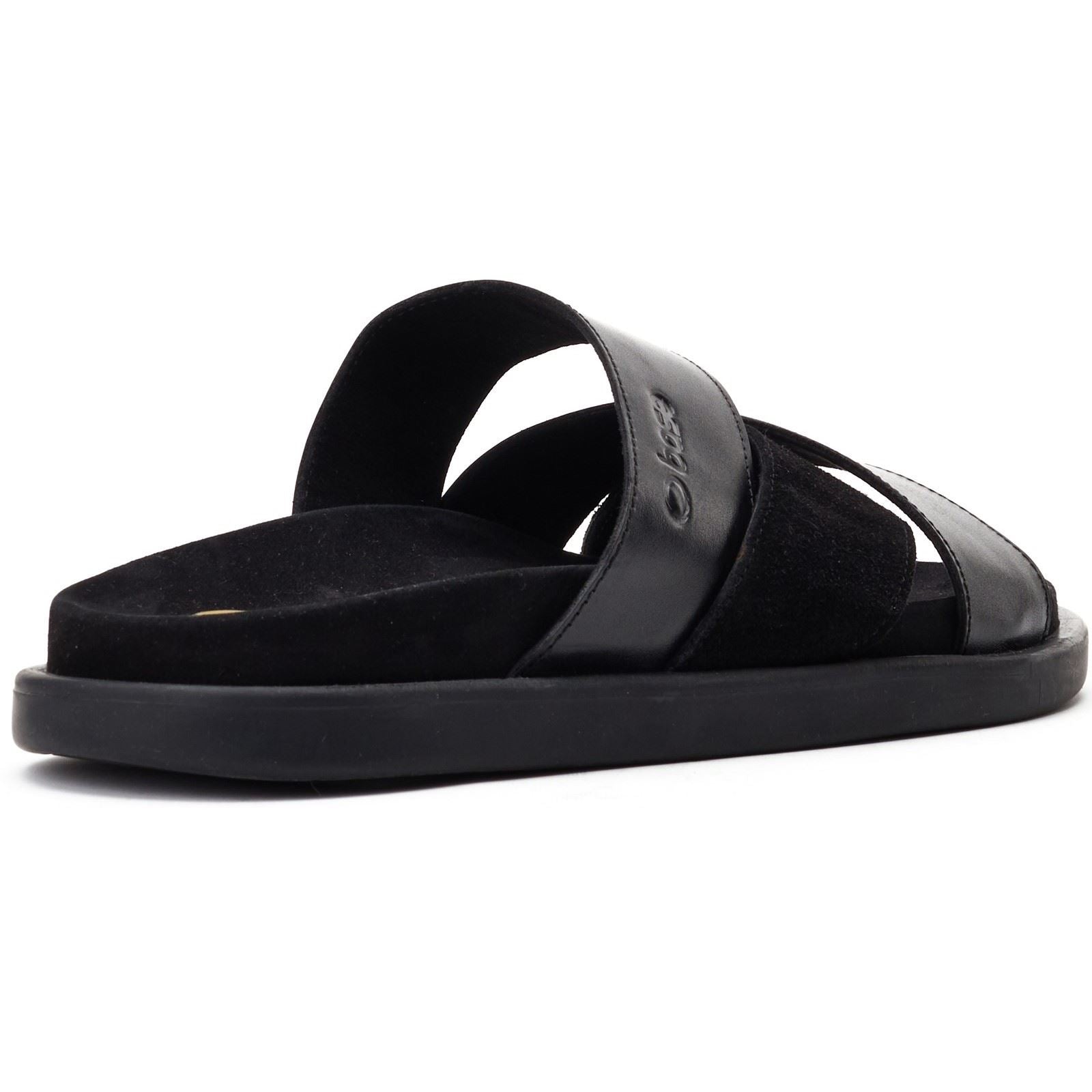 Base London Ponza Sandales En Cuir Noires Pour Hommes
