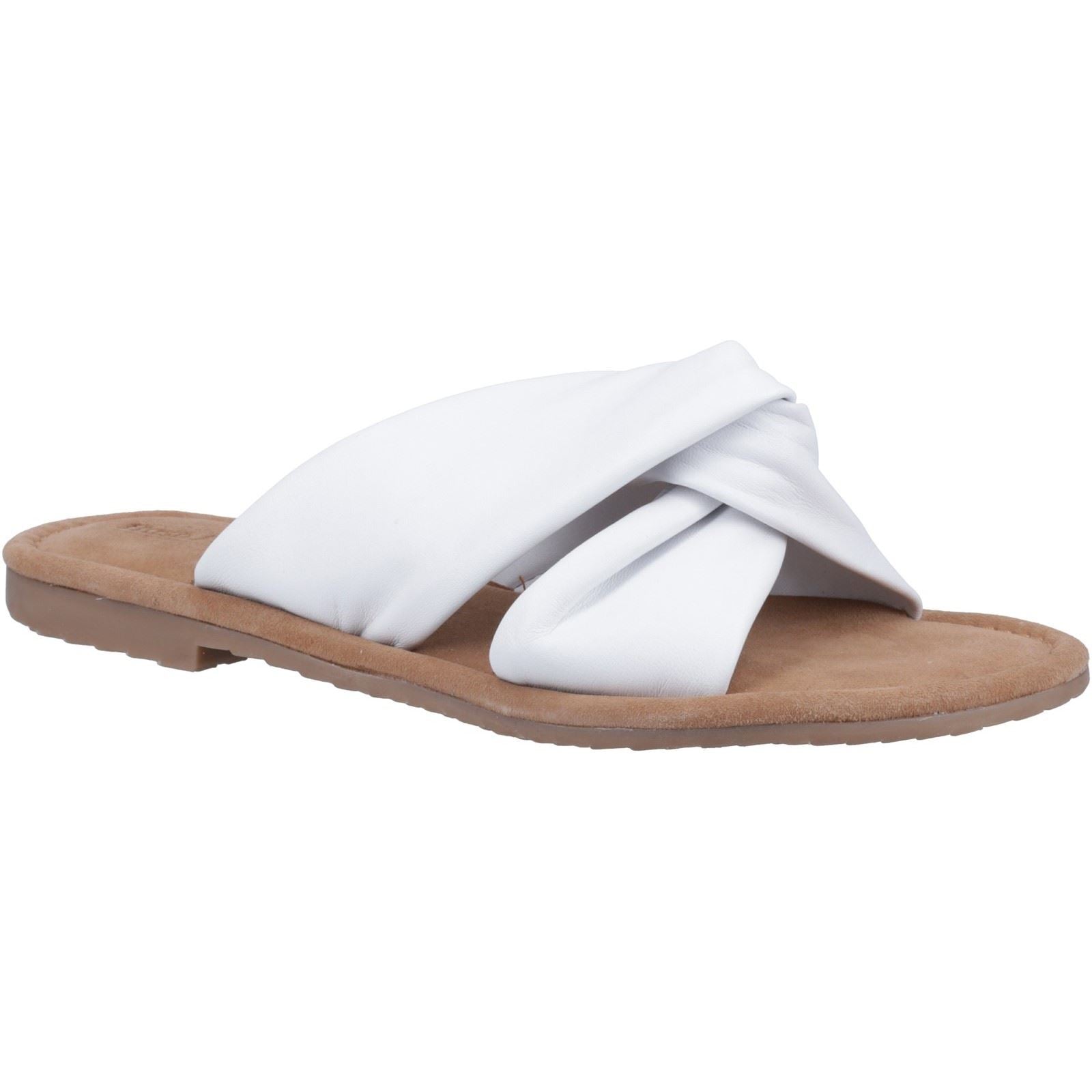 Hush Puppies Amy Wide Fit Sandales Blanches Pour Femmes En Cuir
