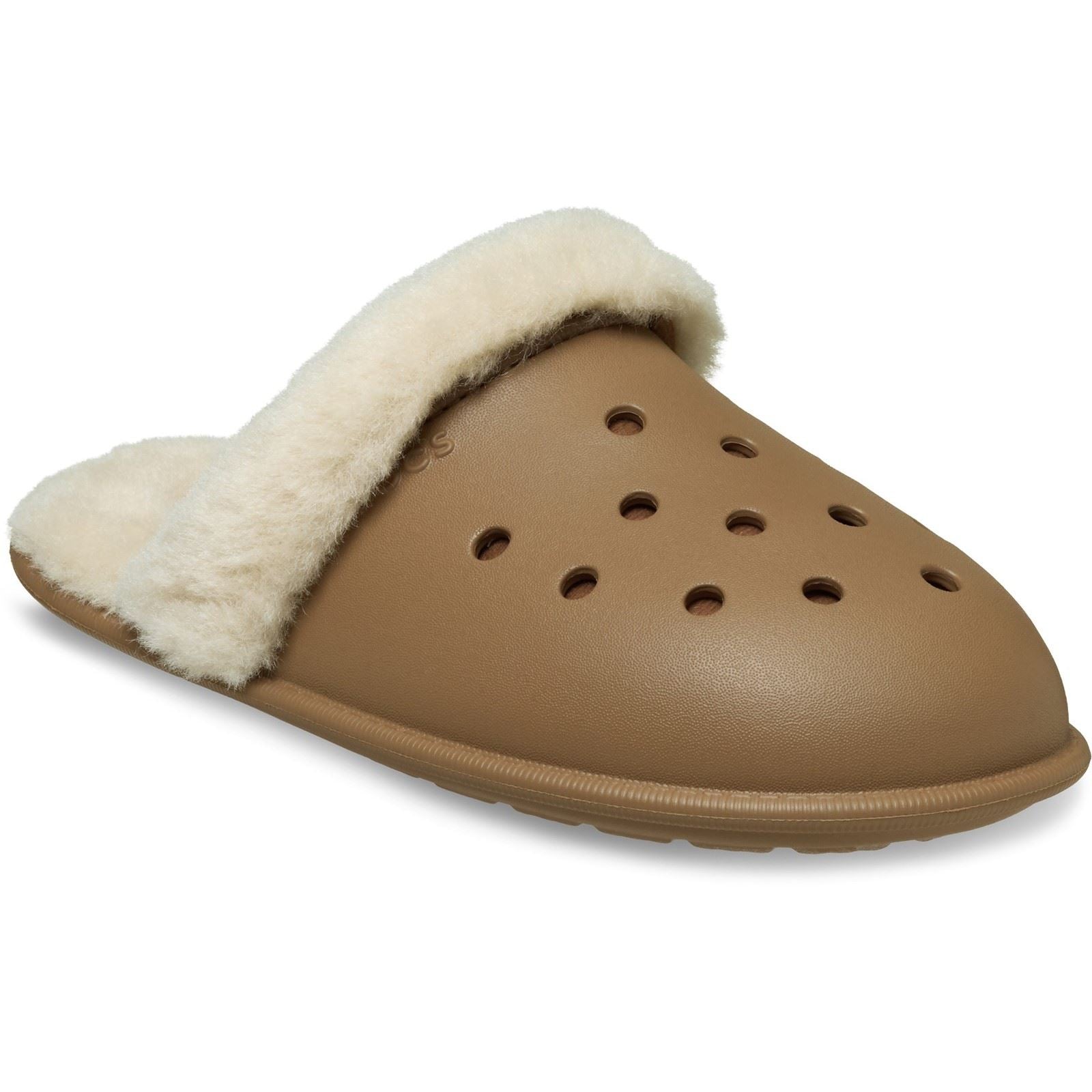 Crocs Classic Fuzz Scuff Chaussons En Sepia En Thermoplastique