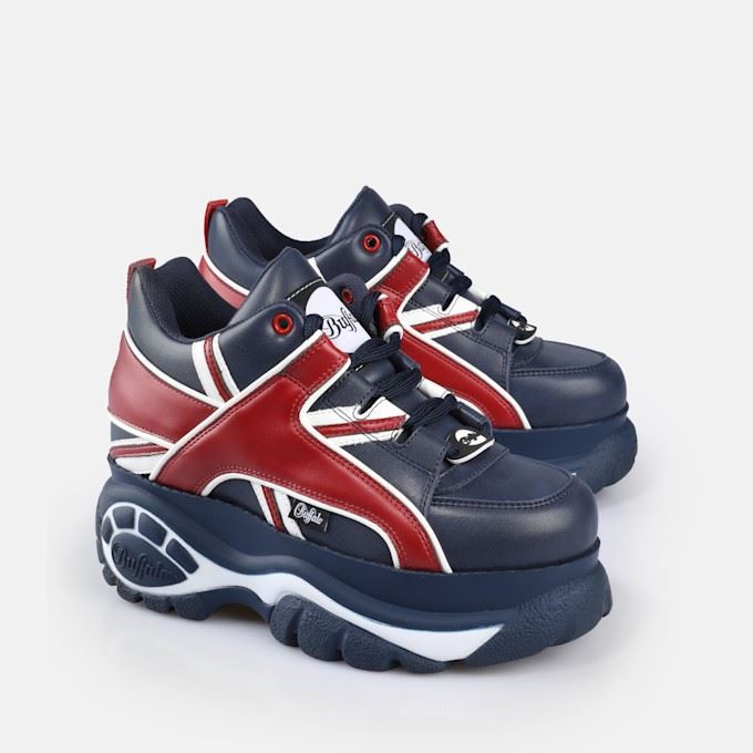 Buffalo 1339-14 Chaussures De Sport En Cuir Bleu Pour Femmes